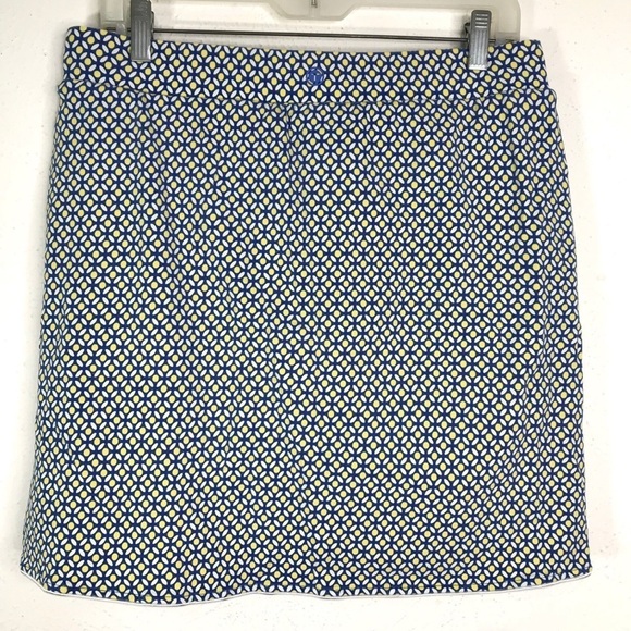 Talbots Blue White Yellow Skirt Skort with Pockets Size Medium M - Picture 10 of 11